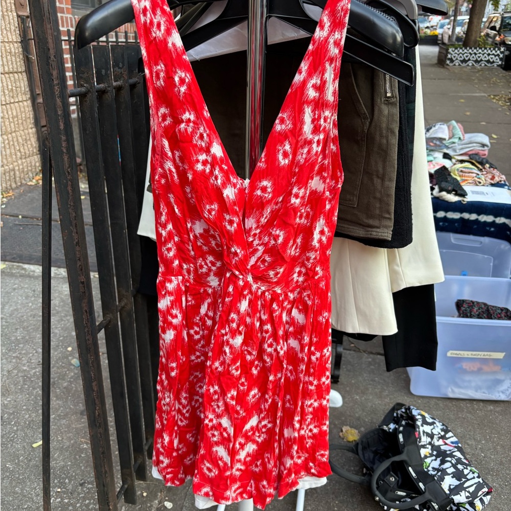 LF Red and White Patterned Mini Dress